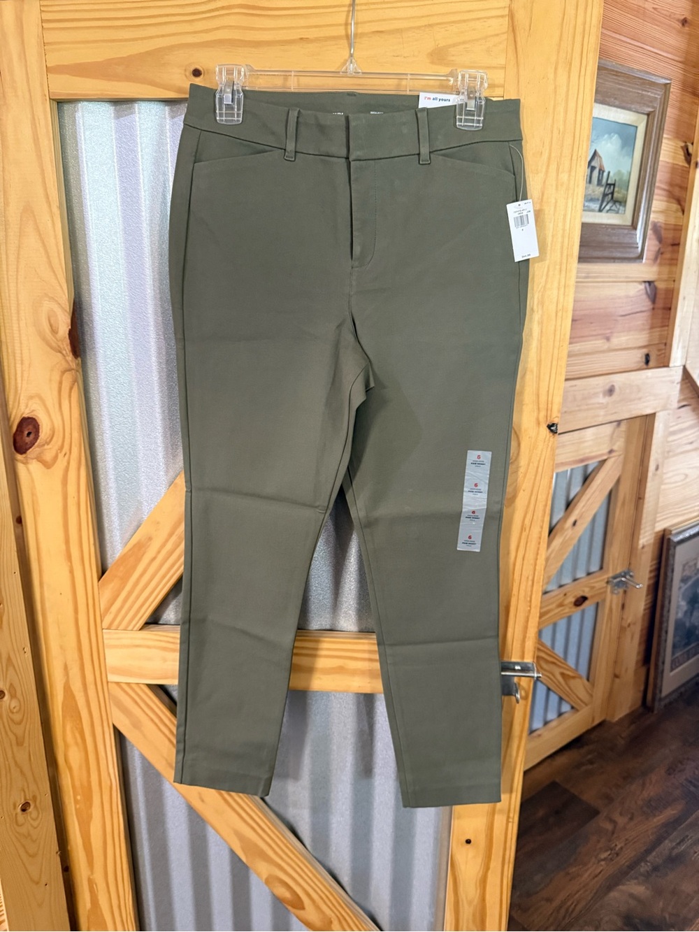 Old Navy Women’s Army Green High-Rise Pixie Skinny Ankle Pants w/ Pockets. Sz 6